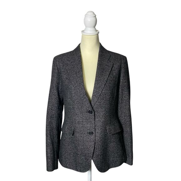 Ines De La Fressange Wool/ Linen Blend Plaid Dark Academia Blazer Women's Size M - Picture 1 of 16